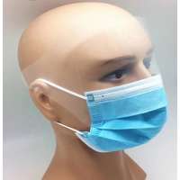 Mask With Shield 3 ply disposable eye shield face mask with ear loop